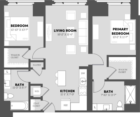 a floor plan of a bedroom apartment